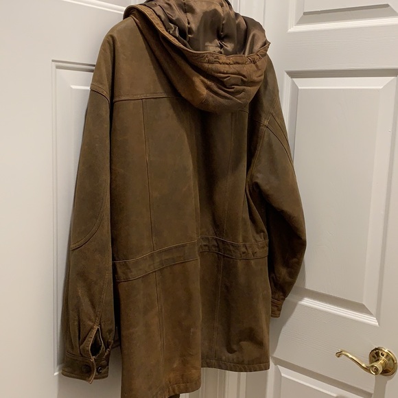 Vintage Georgetown Leather Design full lined Leather Jacket-zip off hood/lining - Picture 5 of 8